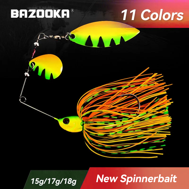 Fishing Lure Jerkbait - バズーカ 15 グラム 18 グラムスピナーベイト釣りルアーワイヤー餌金属スピナーバズベイトスイムベイトフックペシェジグキットスカート低音パイク冬